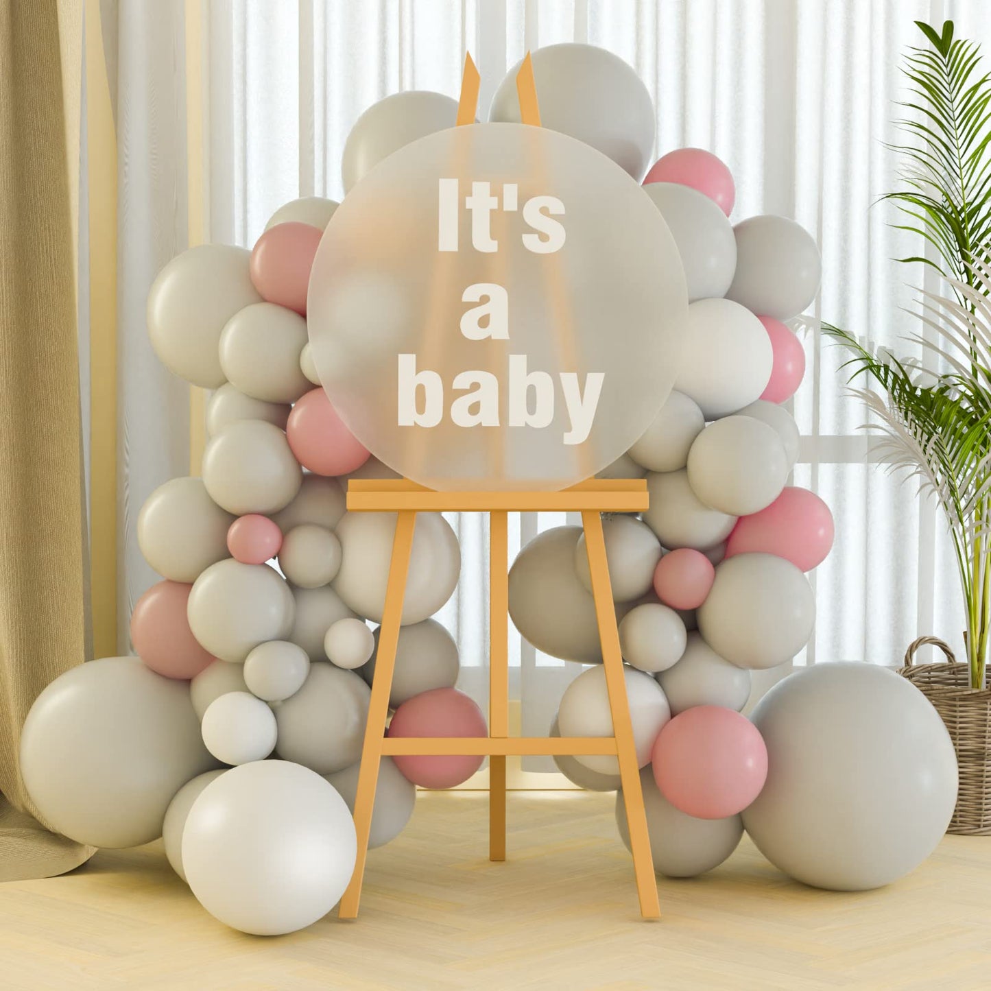 Tuparka 102 Pcs Gray Balloons Garland Arch Kit - Pastel Grey Balloons Different Sizes 5 10 12 18 Inch - Matte Gray Party Balloons With Garland Strip For Birthday, Baby Shower, Wedding Party Decor
