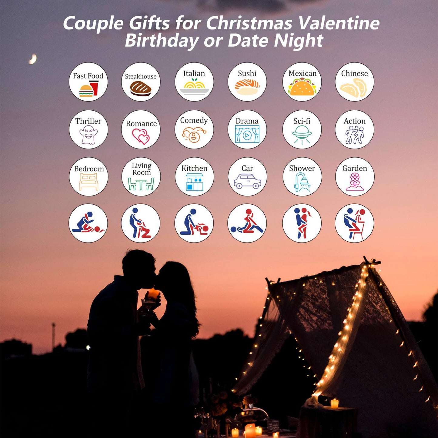 4PCS Date Night Dice for Couples 11th 25th Anniversary Steel Gifts for Couple Games for Date Night Boo Basket Stuffers Christmas