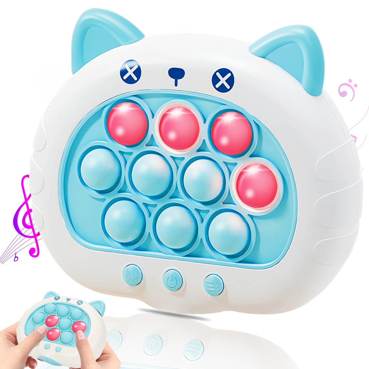 Thinhous Fast Push Game Light Up Toy - Electric Handheld Pop Game Sensory Fidget Toys With Music, Quick Push Bubble Games Birthd