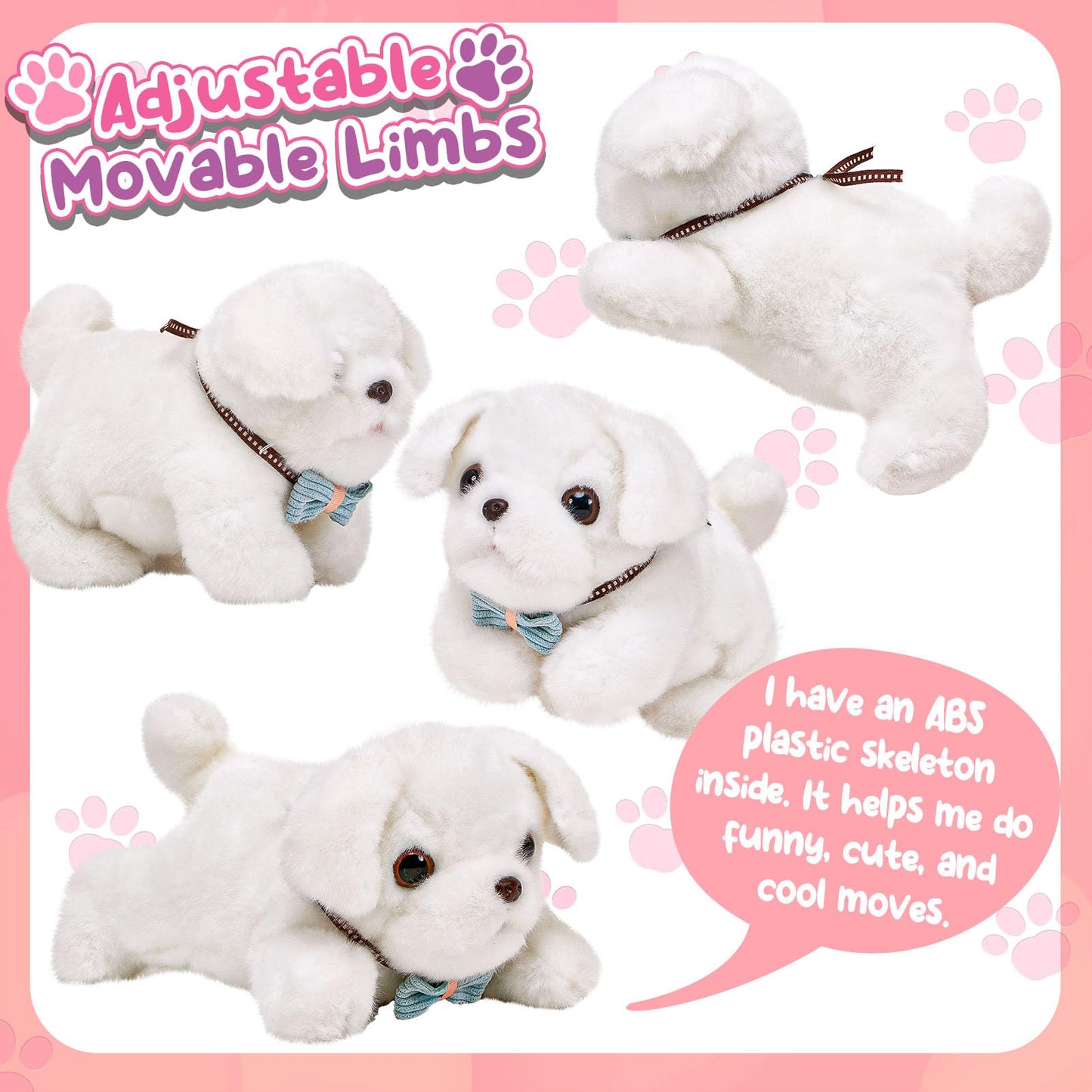 Golray Toy Dog for Kids Girls, Stuffed Dog with Heart Beat & Skeleton Transform, Sling Carrier & Toddler Girl Toy Kid Plush Pupp