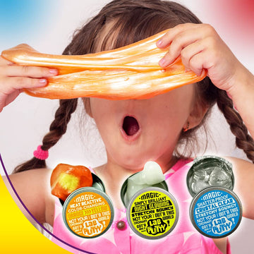 JA-RU Glow in The Dark Putty Bundle Set, 2 Packs of 3 Assorted Putties, Magnetic & Color Changing, Kids Slime Party Favors
