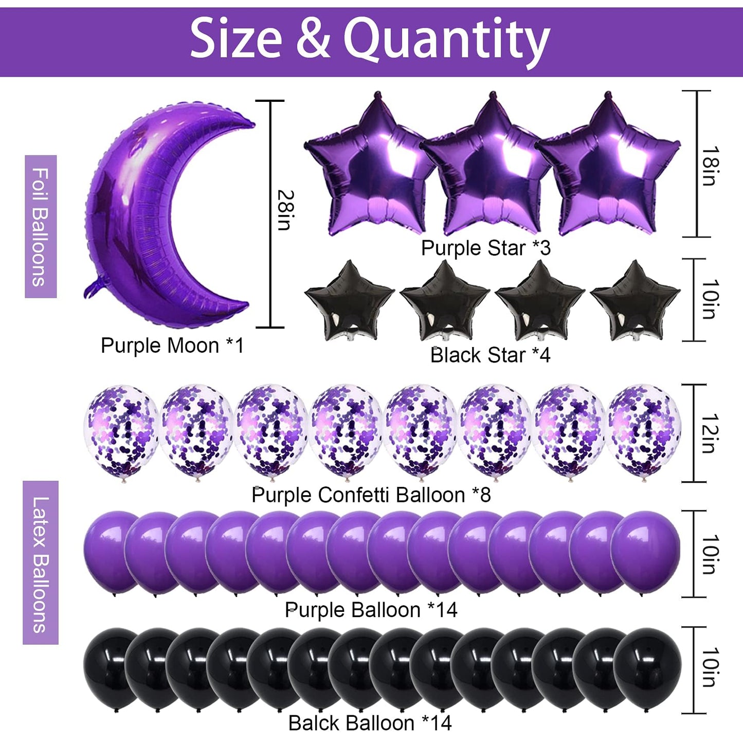 Naninuneno 24Th Birthday Decorations Set For Girl Women Boy Men,Purple Black 24 Happy Birthday Balloons Supplies With Purple Num