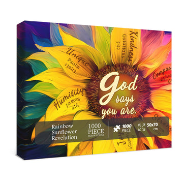Rainbow Sunflower Puzzle For Adults 1000 Pieces, Colorful Flower Plant Puzzle Flower Jigsaw Puzzles For Adults, Religious Puzzles As Sunflower Decor