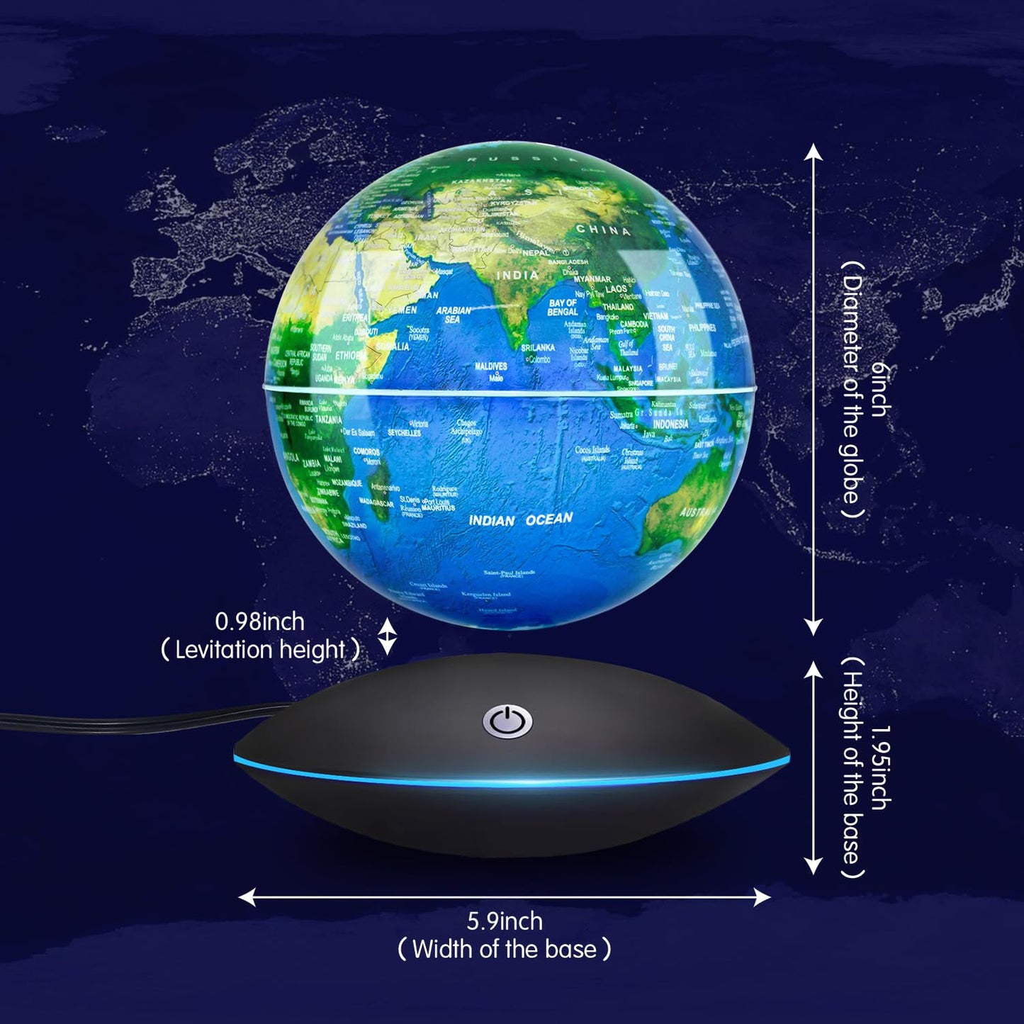 Flagest Magnetic Levitation Floating Globe Rotating Globe - Touch Control And Gradient Night Light Color Globes- Birthday Annive