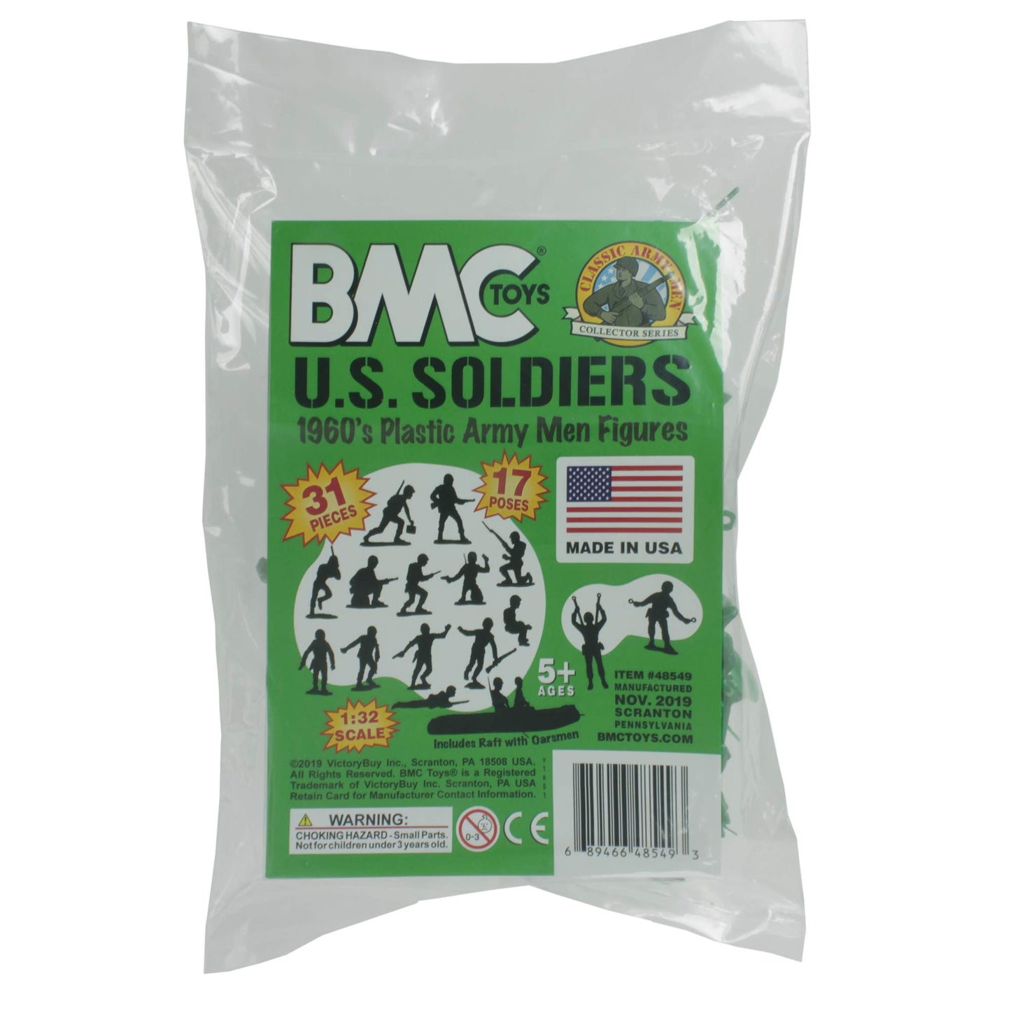 Bmc Marx Plastic Army Men Us Soldiers - Green 31Pc Ww2 Figures - Made In Usa