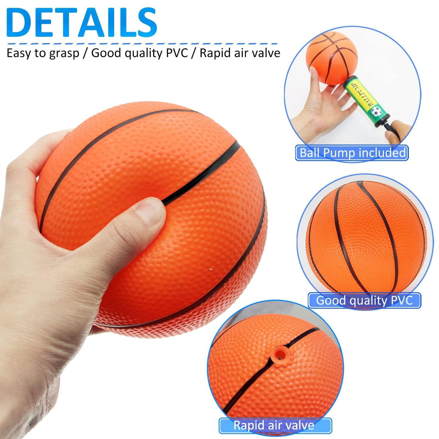 15Pcs 6'' Mini Basketball Balls Bulk Small Basketball Set with Pump, PVC Small Basketball for Over The Door Basketball Hoop Game