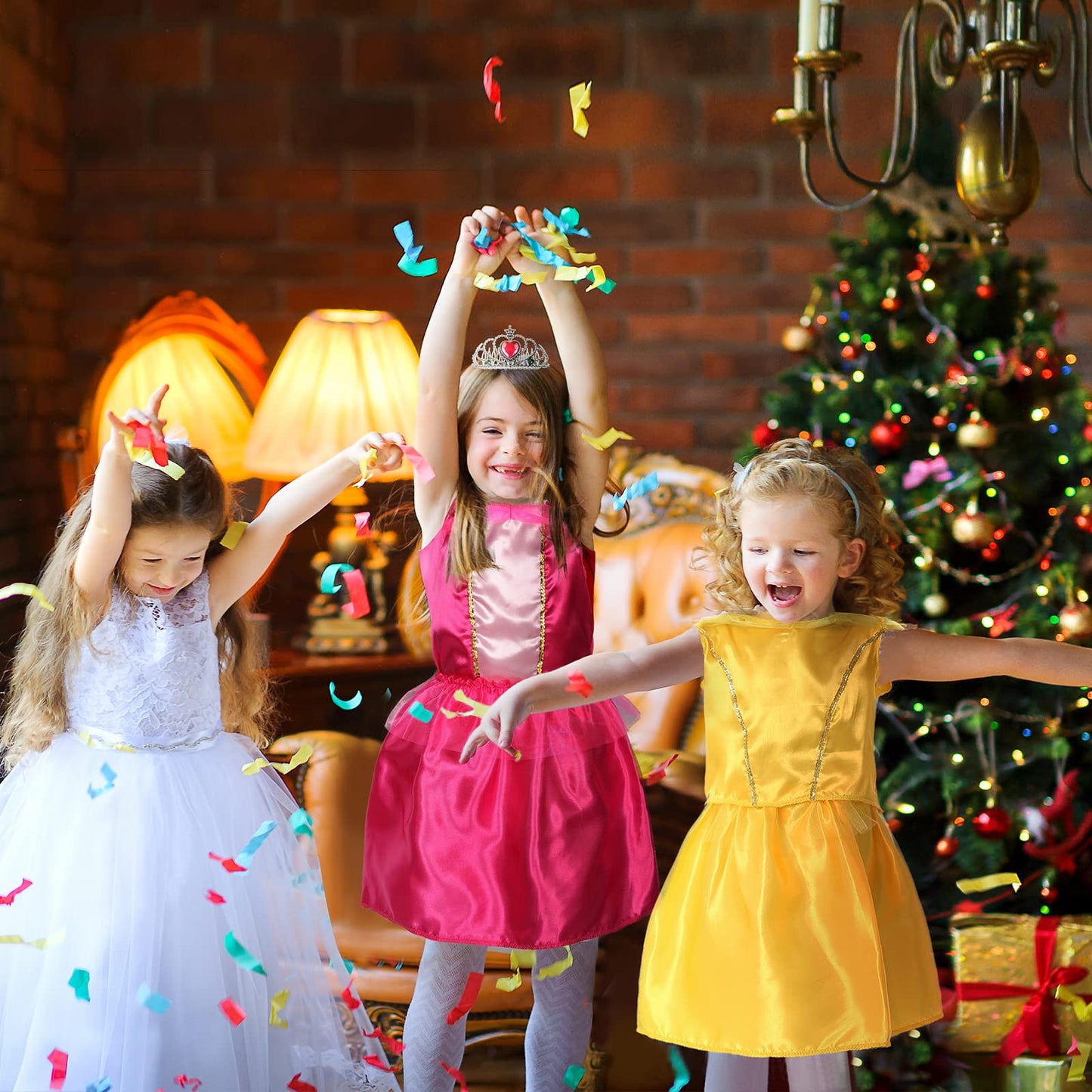 Soliehoo Girls Princess Dress Up Trunk, Pretend Play Costumes Princess Role Play Set 15Pcs Girls Dress Up Clothes With 4 Tops,4