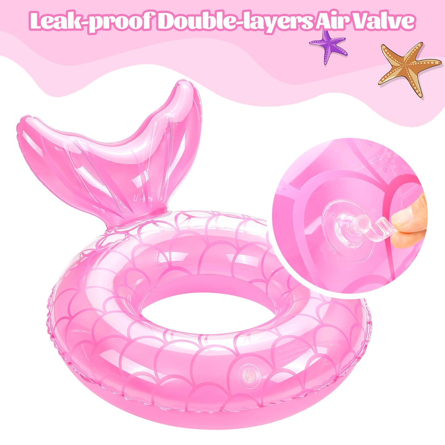 Moko Inflatable Swimming Ring, Children Cute Pool Float Tube Decorations Swim Tubes Outdoor Pool Beach Water Floats Party Supplies Kids Floaties, Pink