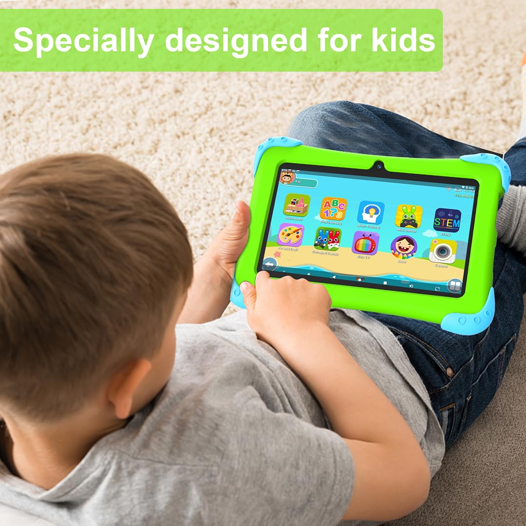 Semeakoko 7 Inch Kids Tablet with Android 12 - Age 2-12,Quad-Core 2GB/32GB,iWawa Learning App,Early Childhood Education,Parental