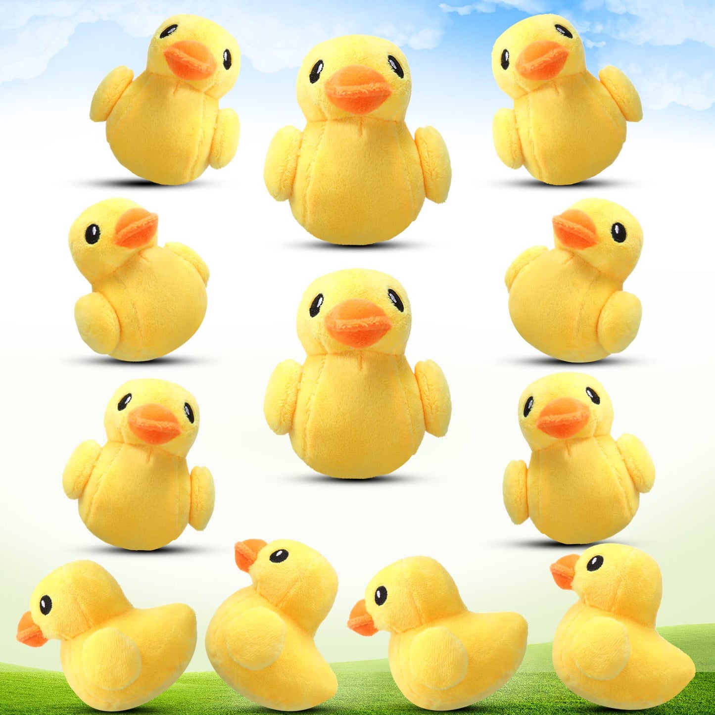 Skylety 12 Pieces Stuffed Duck Plush Yellow Stuffed Animal 4 Inches Plush Soft Toy Small Duck Playset For Boys And Girls Room So