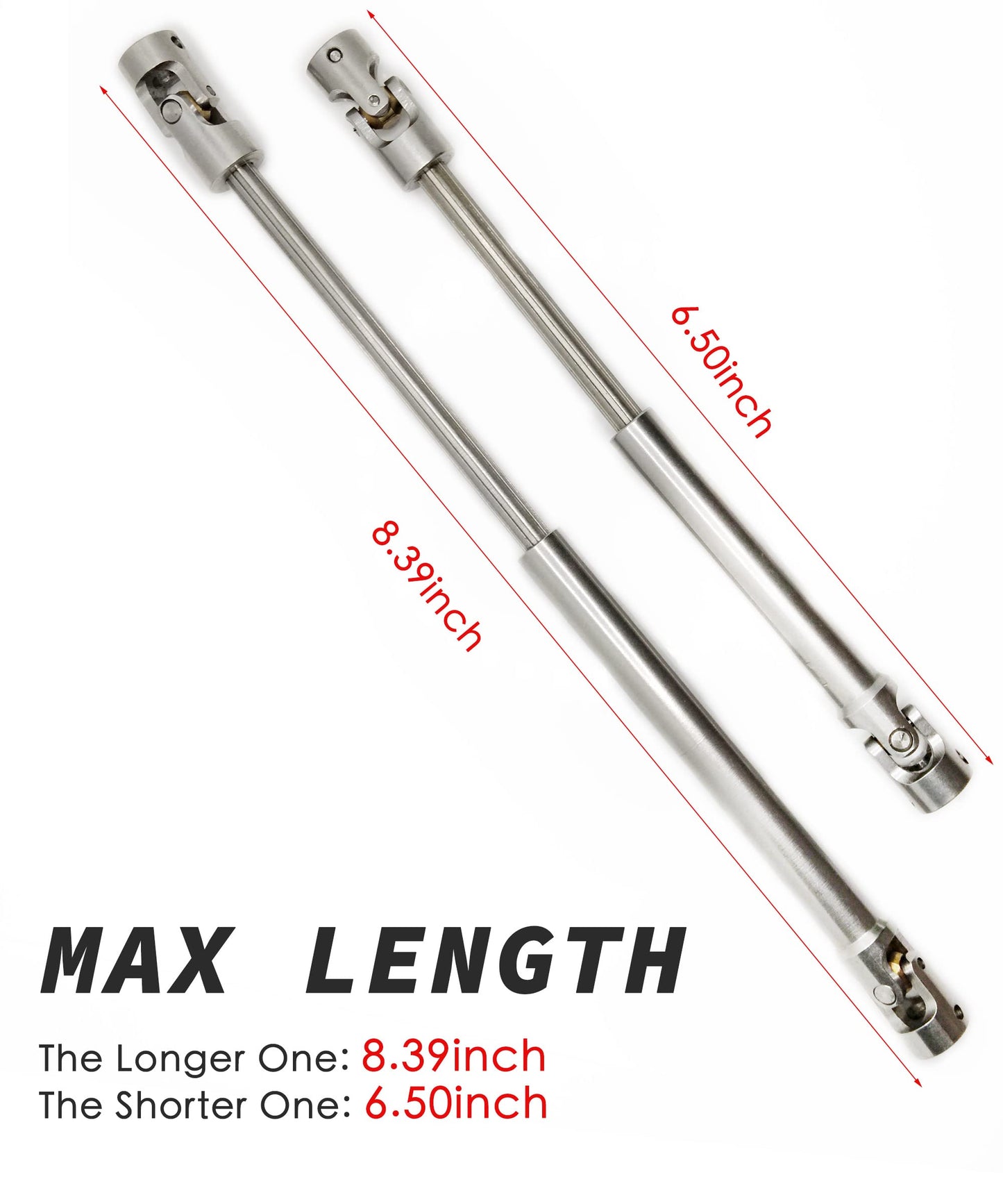 VICRAZZE 112-165mm and 138-213mm Stainless Steel Drive Shaft for 1/10 RC Crawler Traxxas TRX6 Axial SCX10 Wraith Capra D90 TF2 R
