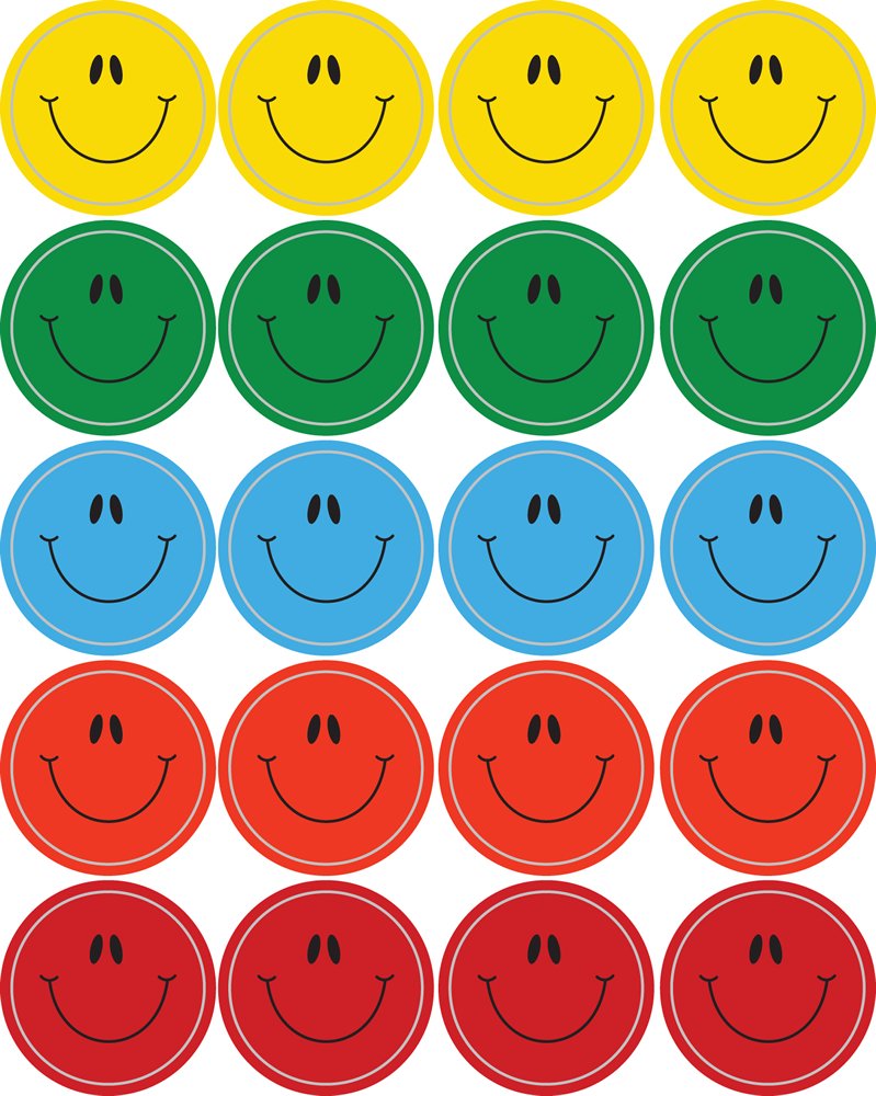 Carson Dellosa 120 Smiley Face Stickers, 6 Sheets Of Colorful Incentives For Crafts, Scrapbooking, Water Bottle, Teacher Planner, Reward Chart For Kids, And School Supplies, Classroom Must Haves