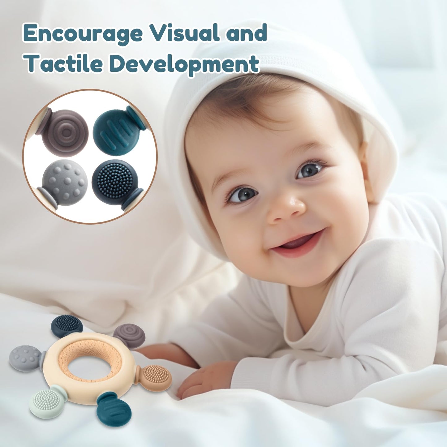 Baby Teething Toys For 0-6 6-12 Months, Bpa Free Baby Teether Sensory Toys For Babies 0 3 6 9 12 18 Months, Newborn Infant Toys
