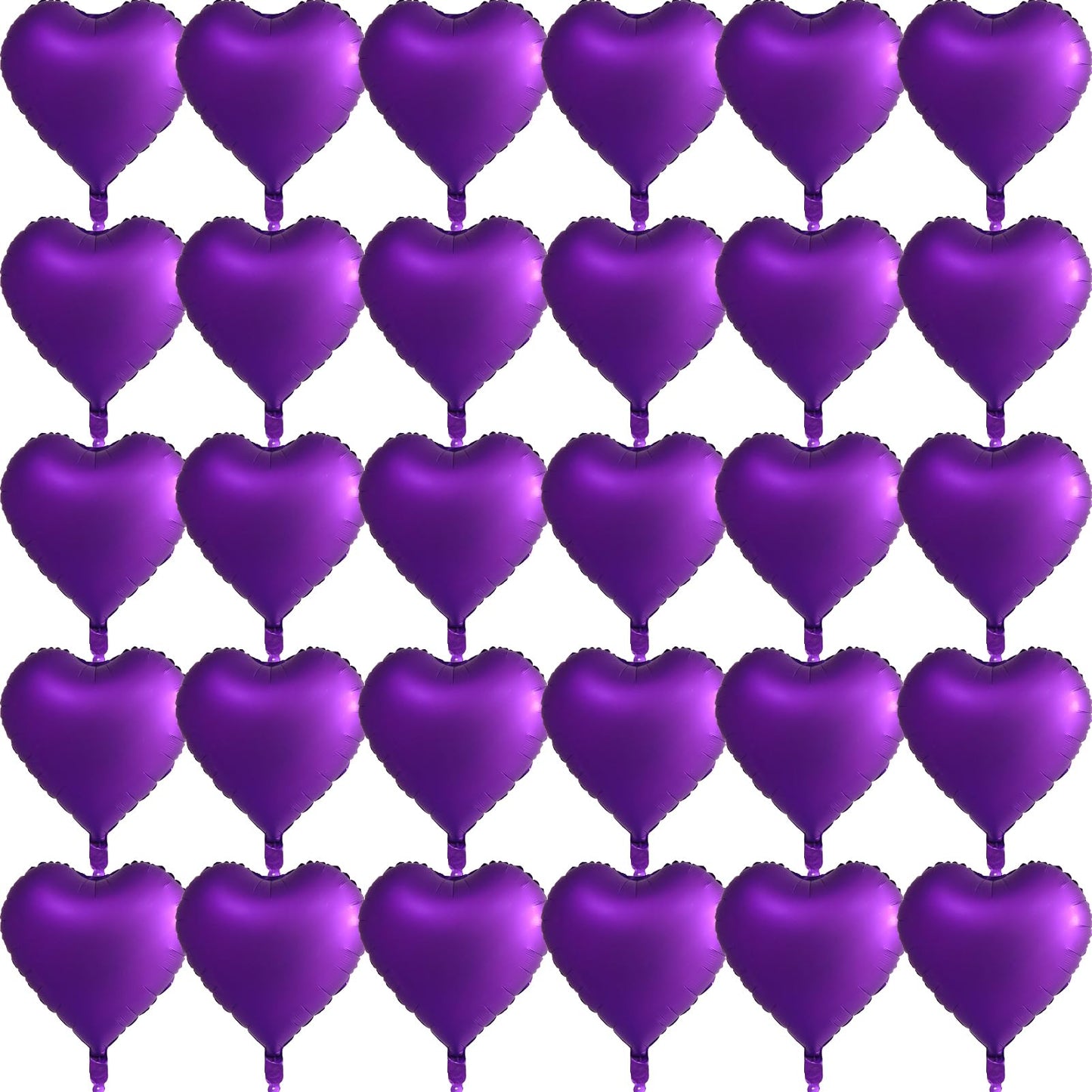 30 Pcs Metallic Purple Heart Balloons 18In Foil Heart Shaped 18 Inch Balloons Helium Mylar Balloons Foil Balloon Decoration For