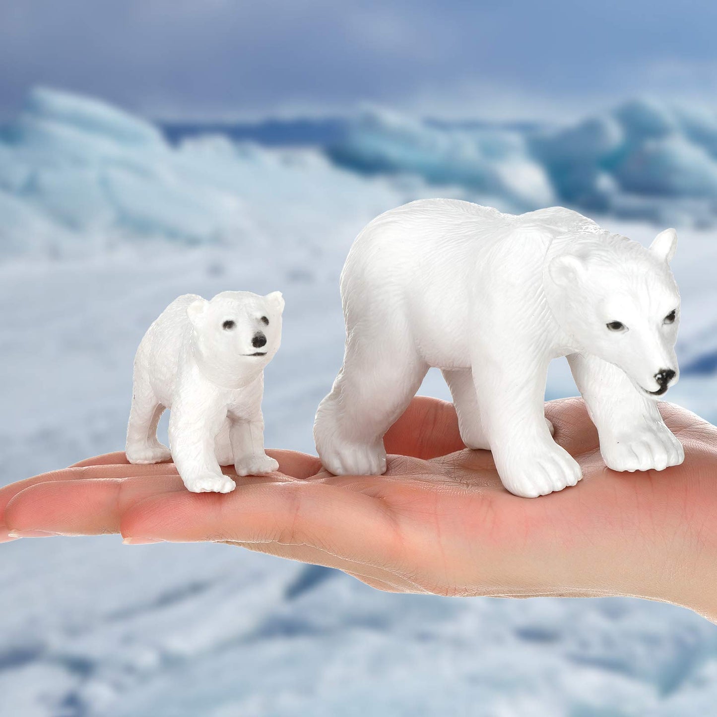 Sumind 12 Pieces Realistic Polar Animal Figurines Arctic Polar Animal Figures Set Includes 6 Bear And 6 Emperor Penguin Family Birthday Party Favor