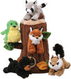 Unipak Plush Treehouse Set - 5 Stuffed Forest Animals, Black, Model 7166TR
