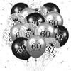 60Th Birthday Balloons Decorations 15Pcs Black Silver Happy 60Th Birthday Party Latex Confetti Balloons For Men Women 60Th Anniversary Happy Birthday Party Decor Supplies 12 Inches