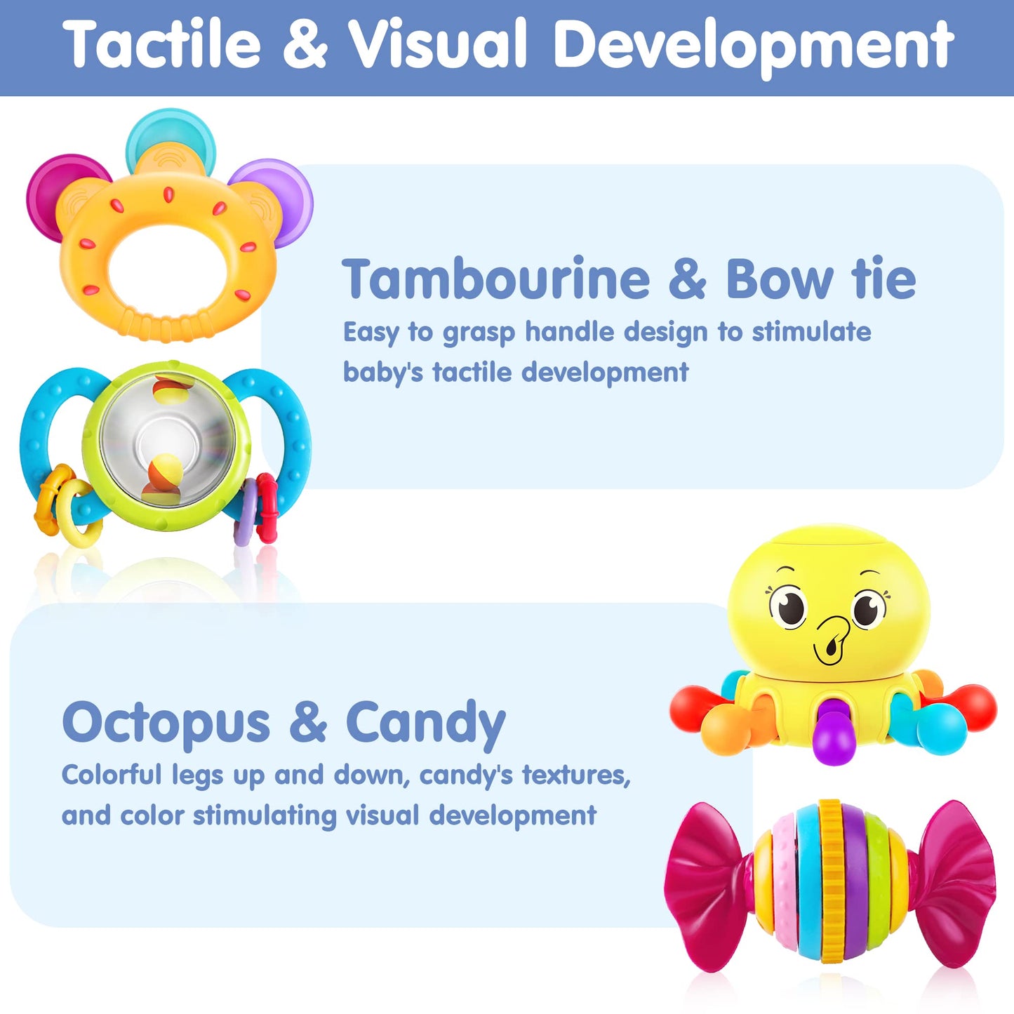 Iplay, Ilearn 10Pcs Baby Rattles Toys Set, Infant Grab Shake Rattle, Sensory Teether, Babies Development Learning Music Toy, New