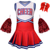 Grajtcin Girls Cheerleader Costume Kids Cheer Uniform Cheerleading Outfit Halloween Fancy Dress For 8-9 Years Pompoms(140, Red)