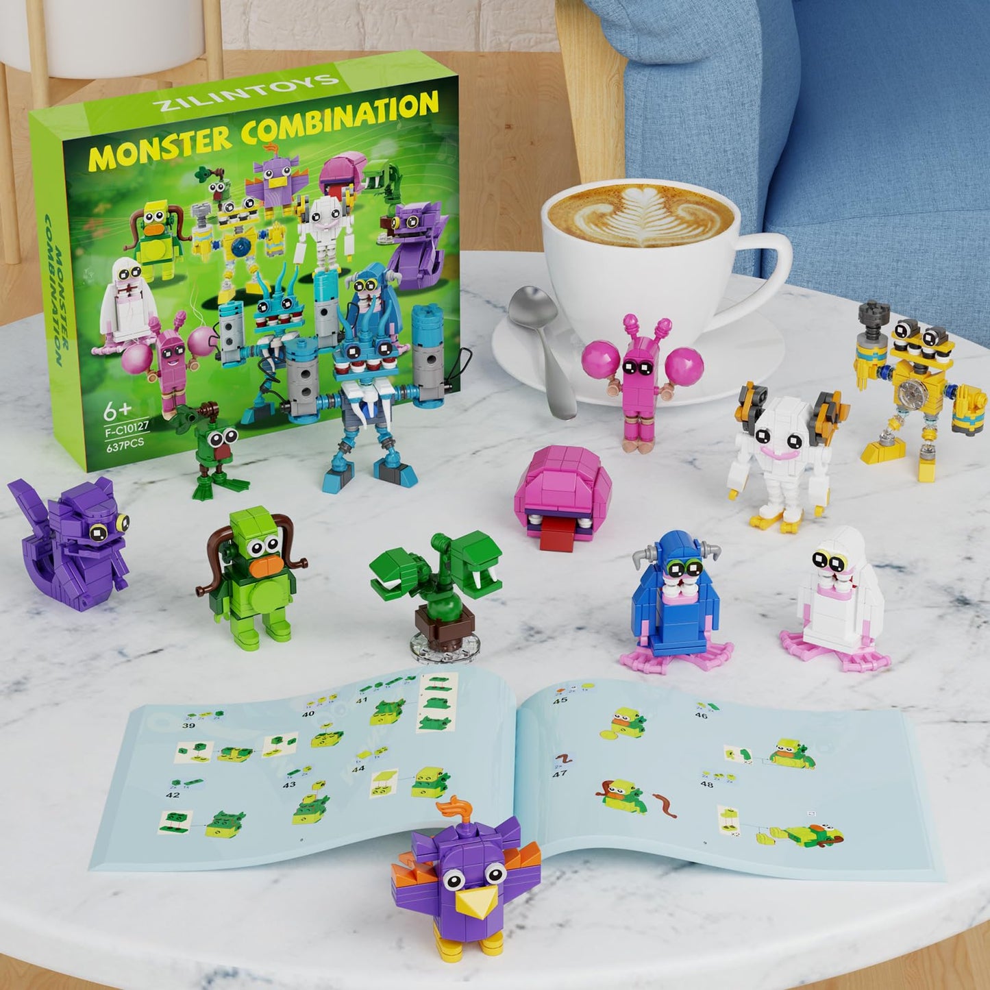 12 In 1 Singing Monster Figures Building Set, Wubbox Monsters Action Figure Game Toy Collectible Decoration Building Toy Compati