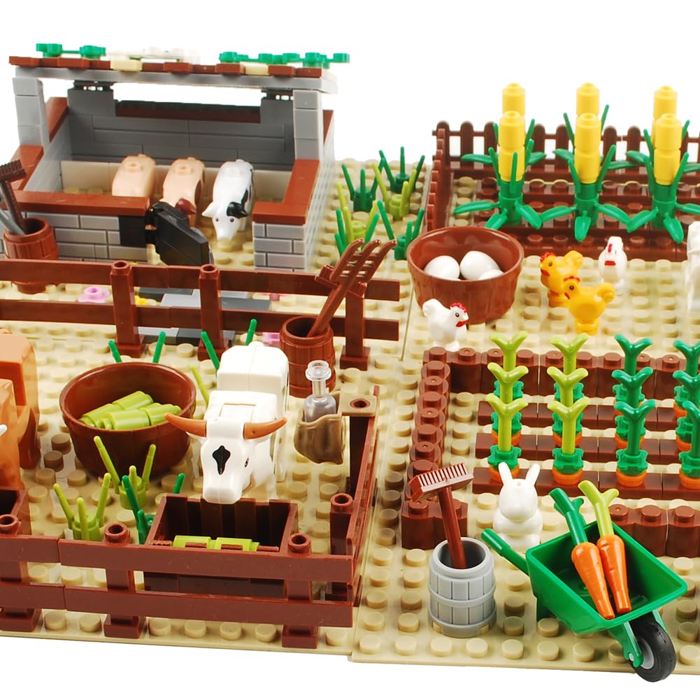 BAENRCY Building Blocks Set - Farm Field Plant & Animal Bricks Kit, Plastic, CF001ALL, Compatible with Major Brands, Animal Color