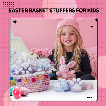 Taba Squishy Paw Easter Basket Essentials, 2Pcs Handmade Fufu Squishys Toy, Cute Cat Paw Squishies For Kids &Teen, Sticky Squeez