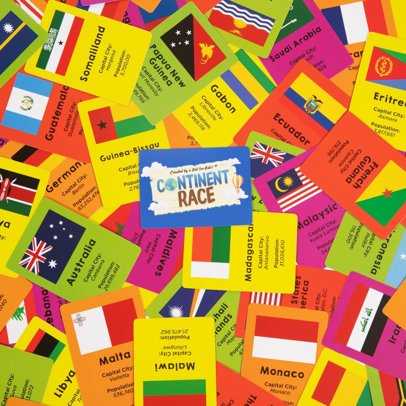 Byron's Games Continent Race Board Game - Educational Geography Game for Kids & Families, Cardstock, Yellow, Model DYE-1400