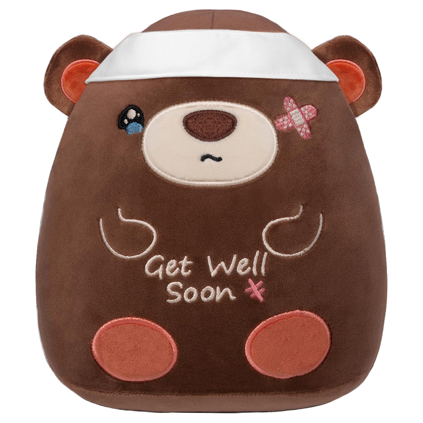 SEAOPOP Get Well Soon Bear Plush: Cute Soft Teddy Bear with Bandage Stuffed Animal, Feel Better Plushies Toy, Get Well Gifts for