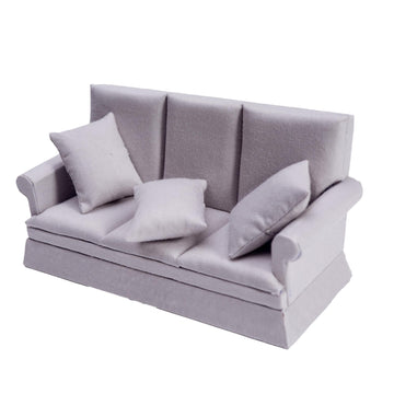 Tukaneeko 1:12 Dollhouse Couch With Three Pillows Mini Dollhouse Furniture Decoration Miniature Sofa For Doll House Living Room