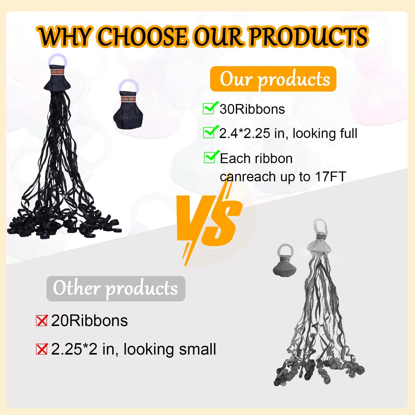 12 Pack Black Streamer Poppers, No Mess Confetti Poppers,Party Poppers No Mess Streamers Easy to Clean Handheld Streamer Cannon,