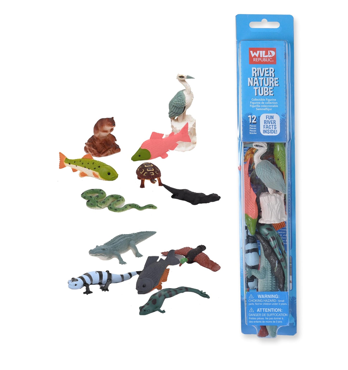 WILD REPUBLIC Nature Tube River Playset - Multi Animal Species, Plastic, Model 12893, Gift for Kids
