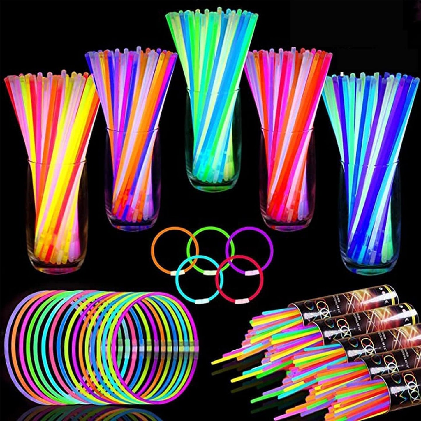 240 Pack Glow Sticks Bulk Party Pack Mardi Gras Throws, Glow In The Dark Party Supplies Glow Sticks Necklaces Bracelets With Connectors 8' Glowsticks Light Up Toys Neon Birthday Mardi Gras Decorations