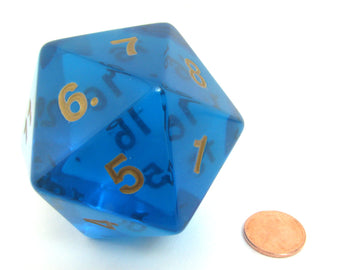 Koplow Games Jumbo Dice Transparent Sapphire/Gold 55Mm Countdown D20
