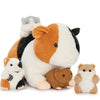 Karister 5-Piece Giant Guinea Pig Stuffed Animal Set, 19.7" Plush Mommy Hamster with 4 Baby Guinea Pigs, Cute Guinea Pig, Polyester