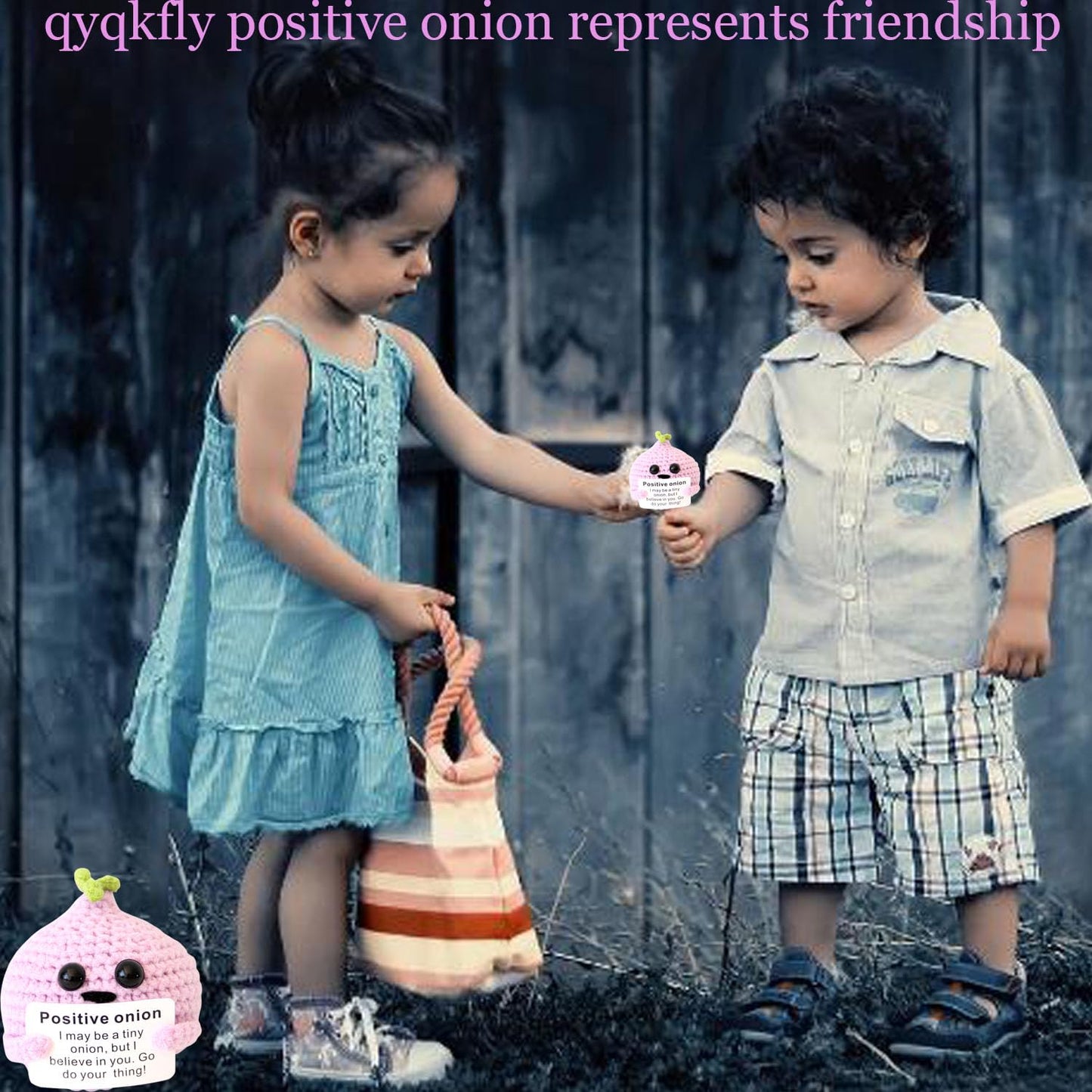 Qyqkfly 1 Pcs Mini Funny Positive Life Vegetable Creative Knitted Animal Holding Card Crochet Easter Birthday Christmas Girls Gift Party Decor(Vegetable 03)