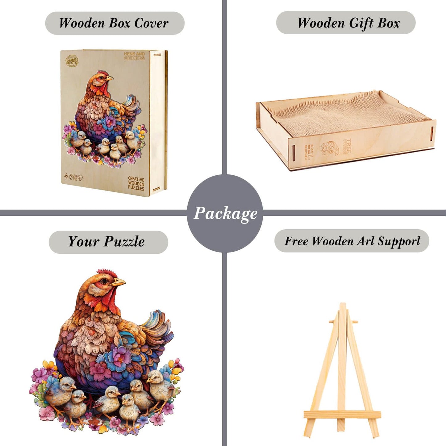 Jigfoxy Wooden Puzzle For Adults, Hen And Chicks Wooden Jigsaw Puzzles For Adults, Unique Animal Shape Wood Cut Puzzles For Family Friend Puzzle Lovers(M-10.6 * 11.4In-180Pcs)