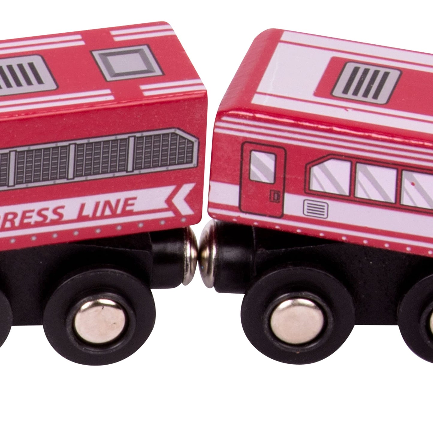 Battat – Classic Trains – 6Pc Wooden Railroad Set – Magnetic Toy Trains – Train Engines & Cars – 3 Years + – Wooden Passenger Trains
