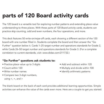 Didax Parts Of 120 Board Activity Cards, Grades 2 To 3, White