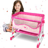 ANIVIA Doll Bed and Swings Set for 18" Dolls, Pink & White Fabric, Model DP601, 20.5"x13.8"x22.5"