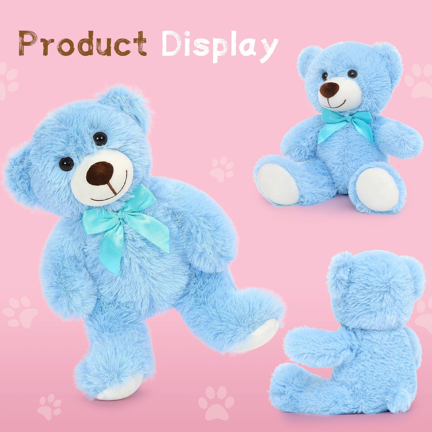 Maogolan Bulk Teddy Bear Baby Shower, 10 Packs Small Light Blue Teddy Bear Stuffed Animals In Bulk,13.5' Small Stuffed Bears Plush For Wedding,Birthday,Christmas, Party Decorations