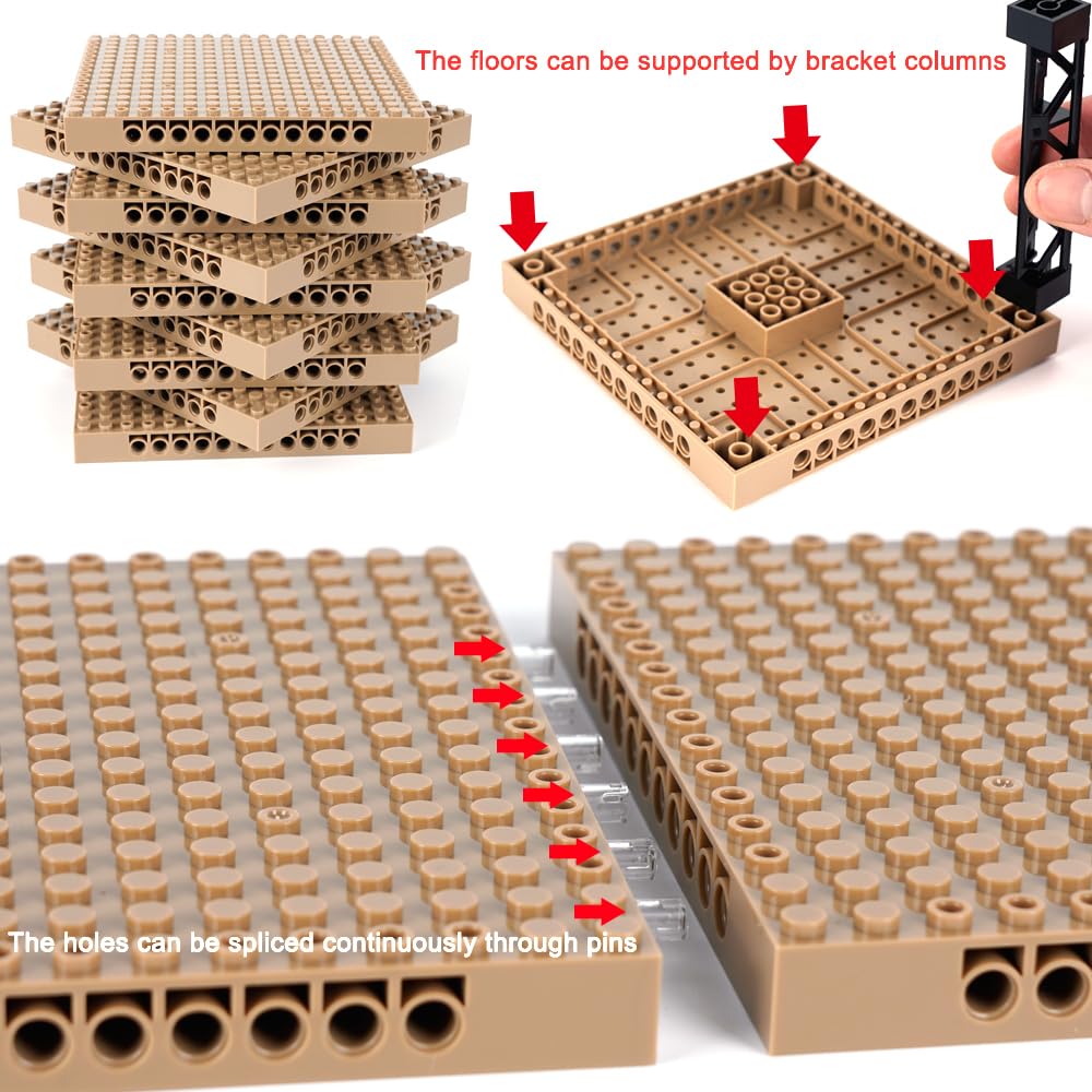 Wsryltch Brick 16X16 Plate 1/3 With Holes,Pixel Art Painting Base Pins Suppor Pillar Accessories Pack, Classic Building Block Bu