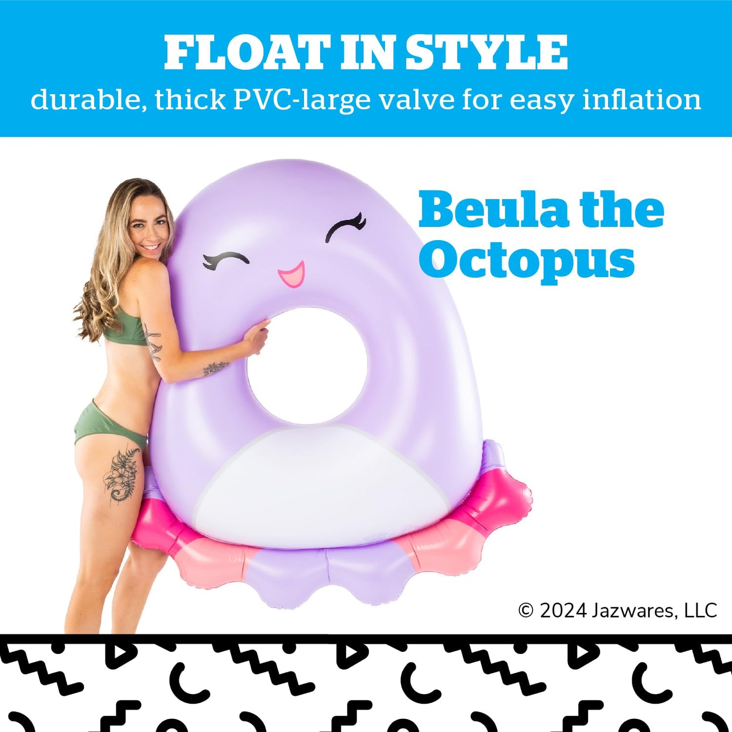 Bigmouth X Squishmallows Original Large Inflatable Pool Float, Swim Ring For Adults And Kids, Pool Party Supplies & Water Toys - Beula The Octopus