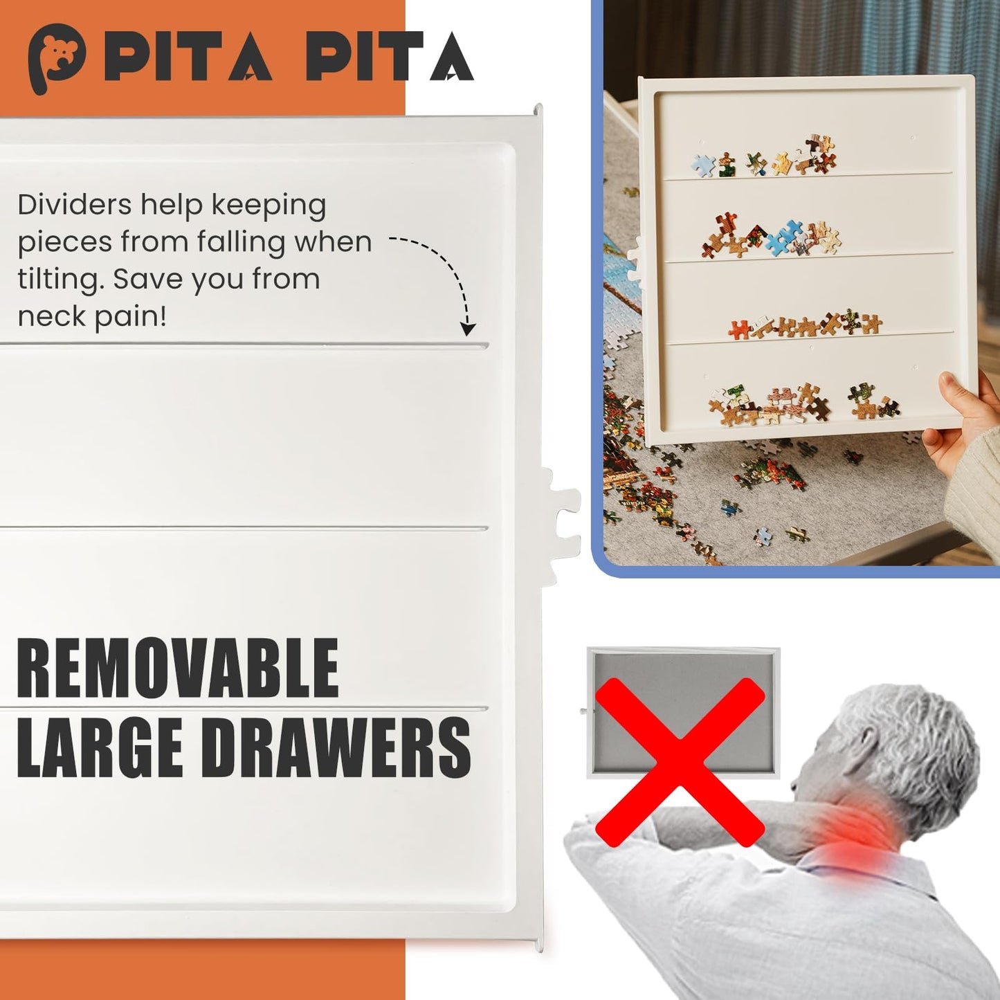 1000 Pieces Rotating Puzzle Board With Drawers And Cover, Dual-Sided 29.9 X22 Portable Jigsaw Puzzle Table,Tilt&Lazy Susan,G