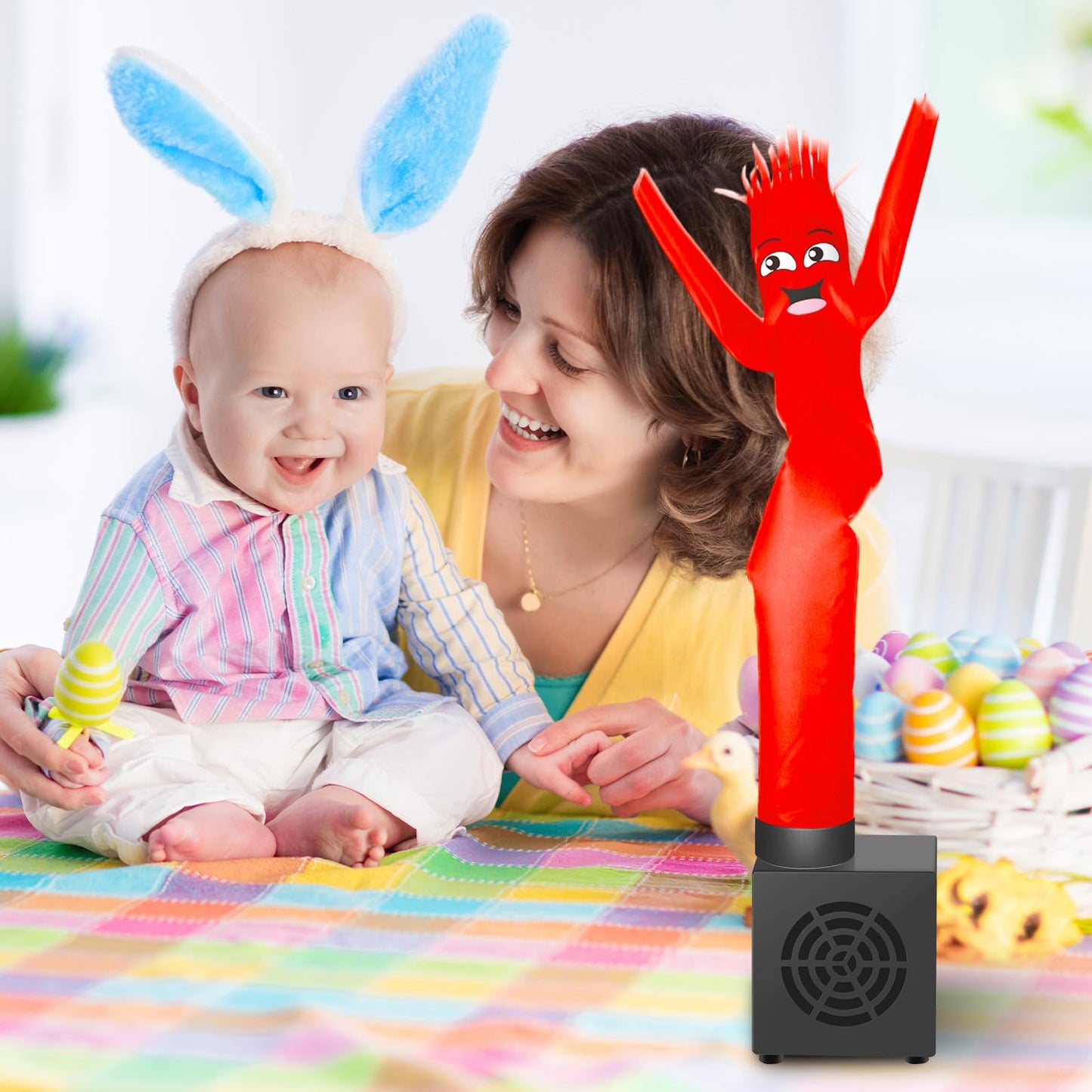 Poen Easter Mini Inflatable Tube Man Gag Funny Gift For Kids Wacky Waving Inflatable Tube Guy With Blower Joke Toy Desktop Quirky White Elephant Gift For Table Birthday Party Decor(Funny)
