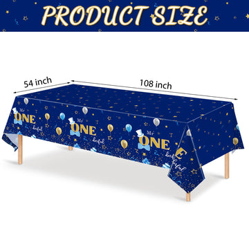 Tiamon 3 Pieces Boy 1st Birthday Party Tablecloth 54 x 108 Inch Plastic Rectangular Birthday Table Cover First Birthday Tableclo