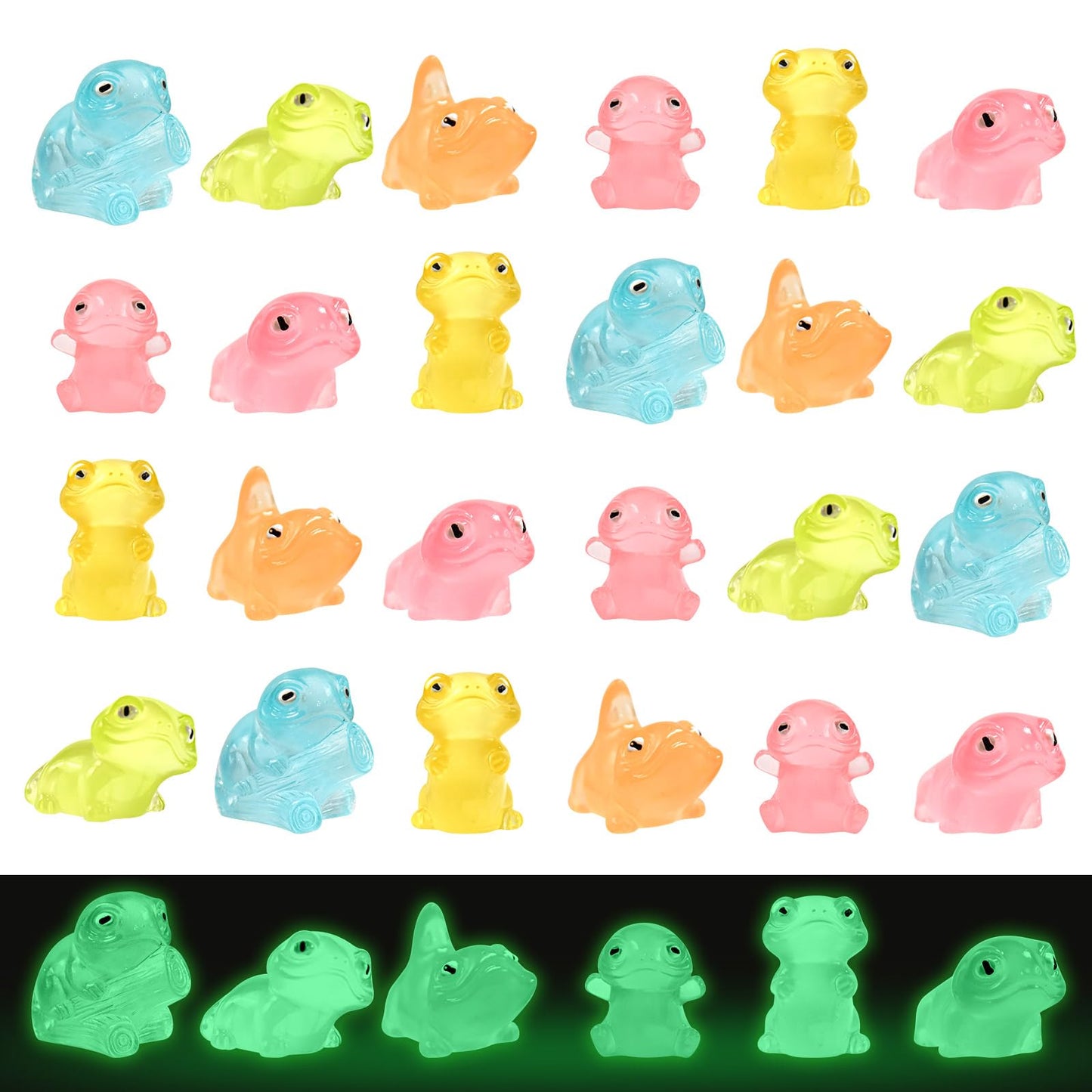 24 Pieces Mini Lizard Decors Luminous Mini Resin Animals Tiny Animals For Dollhouse Fairy Garden Micro Landscape Cake Topper Dec