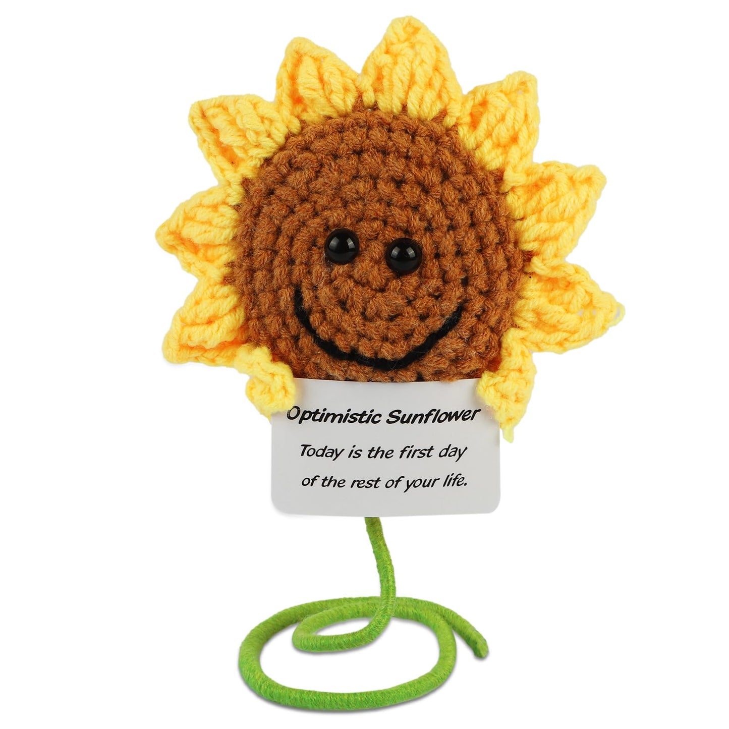 Dafuriet Mini Funny Positive Potato, 3 Inch Knitted Wool Doll With Positive Card For Cheer Up Gifts And Party Decorations, Cute Wool Positive Potato Crochet Doll For Birthday Gifts (Sunflower)