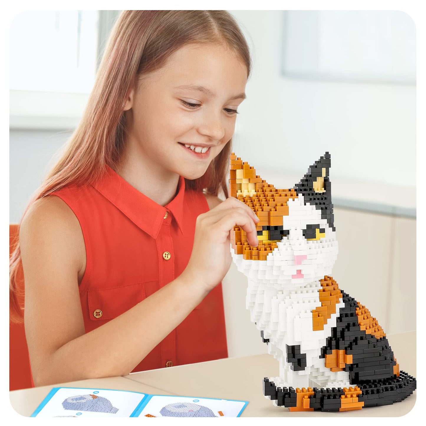 Qlt Qiaoletong Cat Mini Building Blocks Cute Animals Sets For Goodie Bags, 1300 Pcs Micro Mini Building Toy Diy 3D Bricks Kit For Adults, Party Favors For Kids, Birthday Gift For Boys Girls