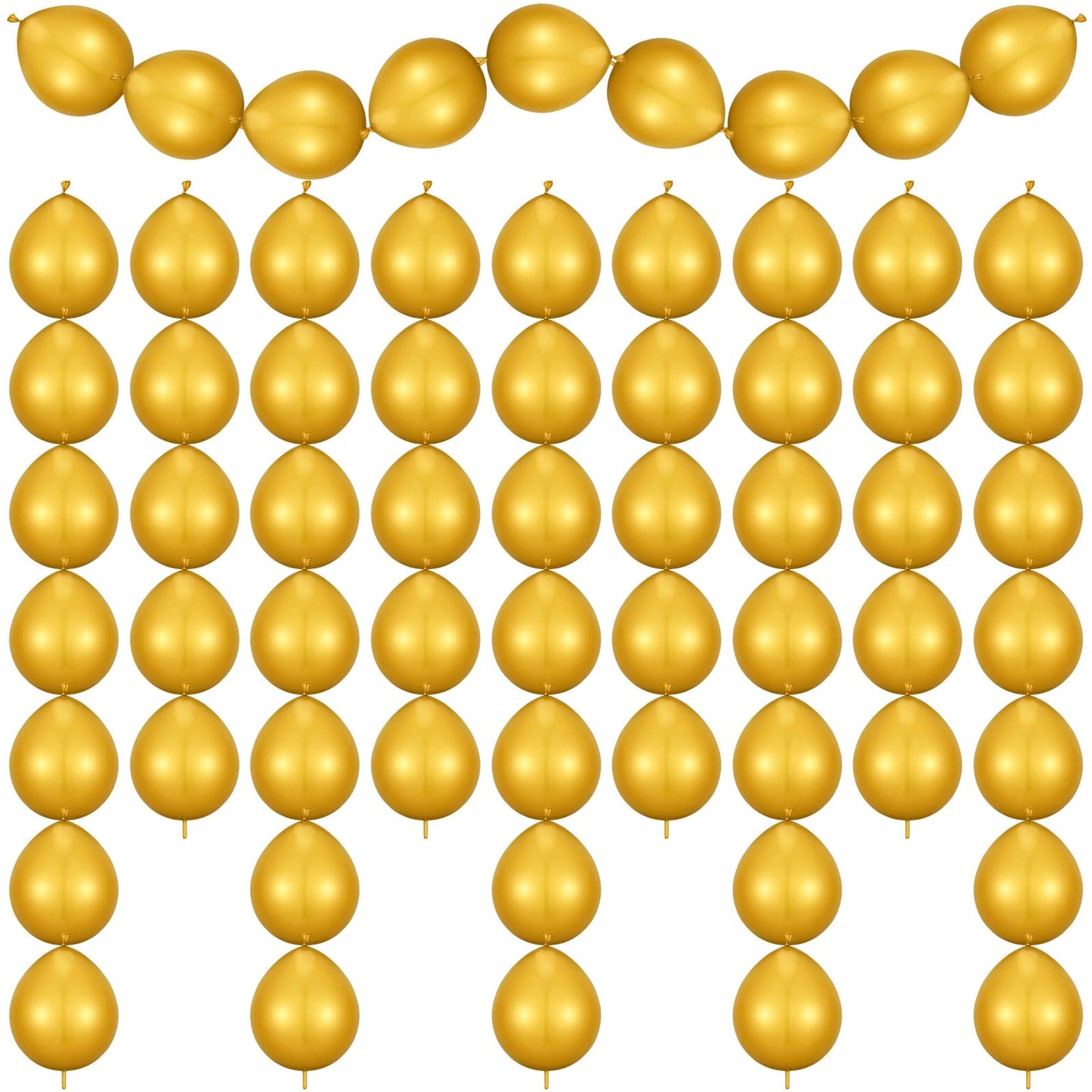 80 Pieces Needle Tail Balloons Latex Link Balloons Linking Needle Tail Balloons For Birthday Party Wedding Anniversary Graduation Arch Party Decorations (Gold,10 Inches)