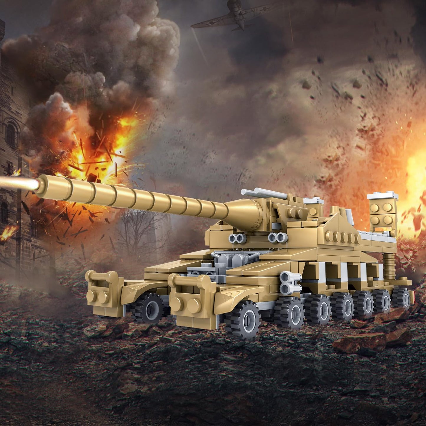 Wingift 544 Piece Ww2 Army Tanks Toy Building Sets, Create A German Dora Heavy Cannon Model/16 In1 Small Military Vehicles,Great